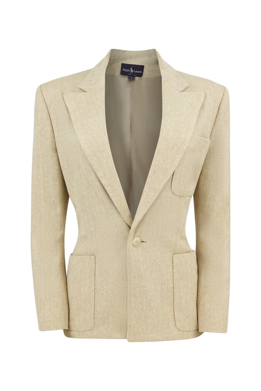 Ralph Lauren Purple Label Vintage 1990s 100% Silk Herringbone Blazer